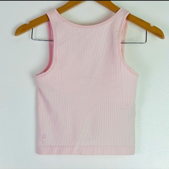New Lululemon Ebb to Street Cropped Tank Top Rib Map Strawberry Milkshake Sz 4 - Picture 9 of 10